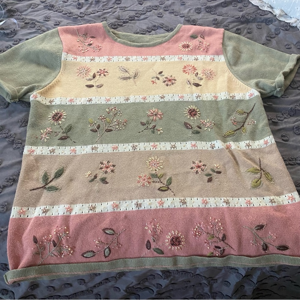 Vintage Colorblock Embroidered Top